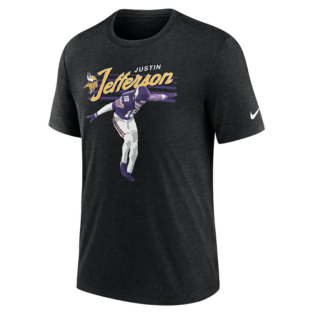 Justin Jefferson Minnesota Vikings Player Graphic T-Shirt Heather Black