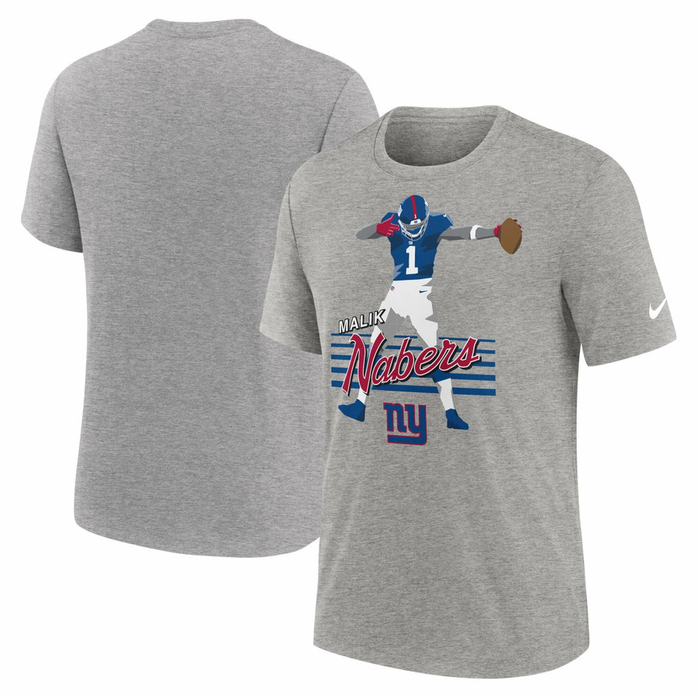 Malik Nabers New York Giants Player Graphic T-Shirt Heather Gray