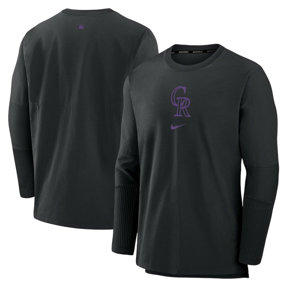 Colorado Rockies Nike Authentic Collection Player Dri-FIT Lightweight Pullover - Black Pullover