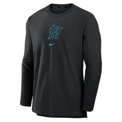 Miami Marlins Nike Authentic Collection Player Dri-FIT Lightweight Pullover - Black Pullover