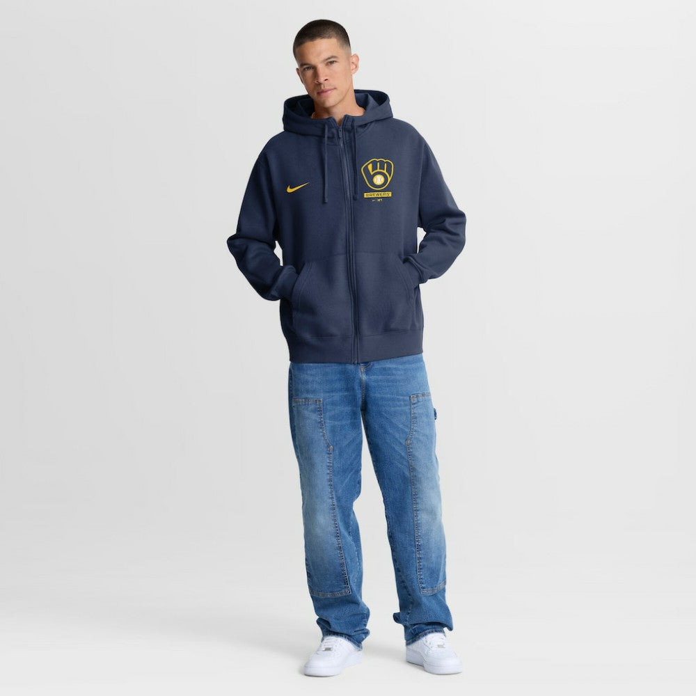 Milwaukee Brewers Nike Primetime Lockup Full-Zip Hoodie - Navy Hoodies
