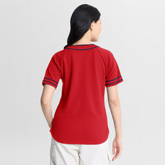 Washington Nationals Fanatics Women's Diva Race Ahead Raglan V-Neck T-Shirt - Red T-shirts