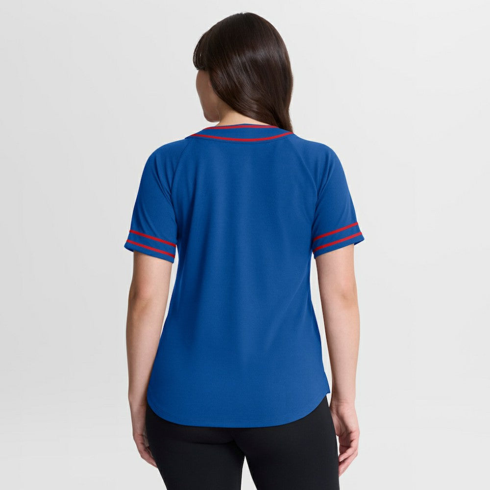 Texas Rangers Fanatics Women's Diva Race Ahead Raglan V-Neck T-Shirt - Royal T-shirts