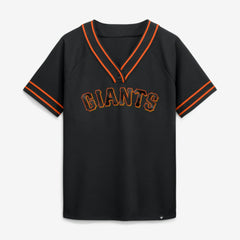 San Francisco Giants Fanatics Women's Diva Race Ahead Raglan V-Neck T-Shirt - Black T-shirts