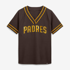 San Diego Padres Fanatics Women's Diva Race Ahead Raglan V-Neck T-Shirt - Brown T-shirts