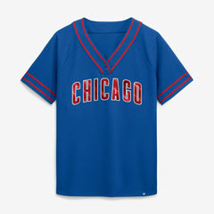 Chicago Cubs Fanatics Women's Diva Race Ahead Raglan V-Neck T-Shirt - Royal T-shirts