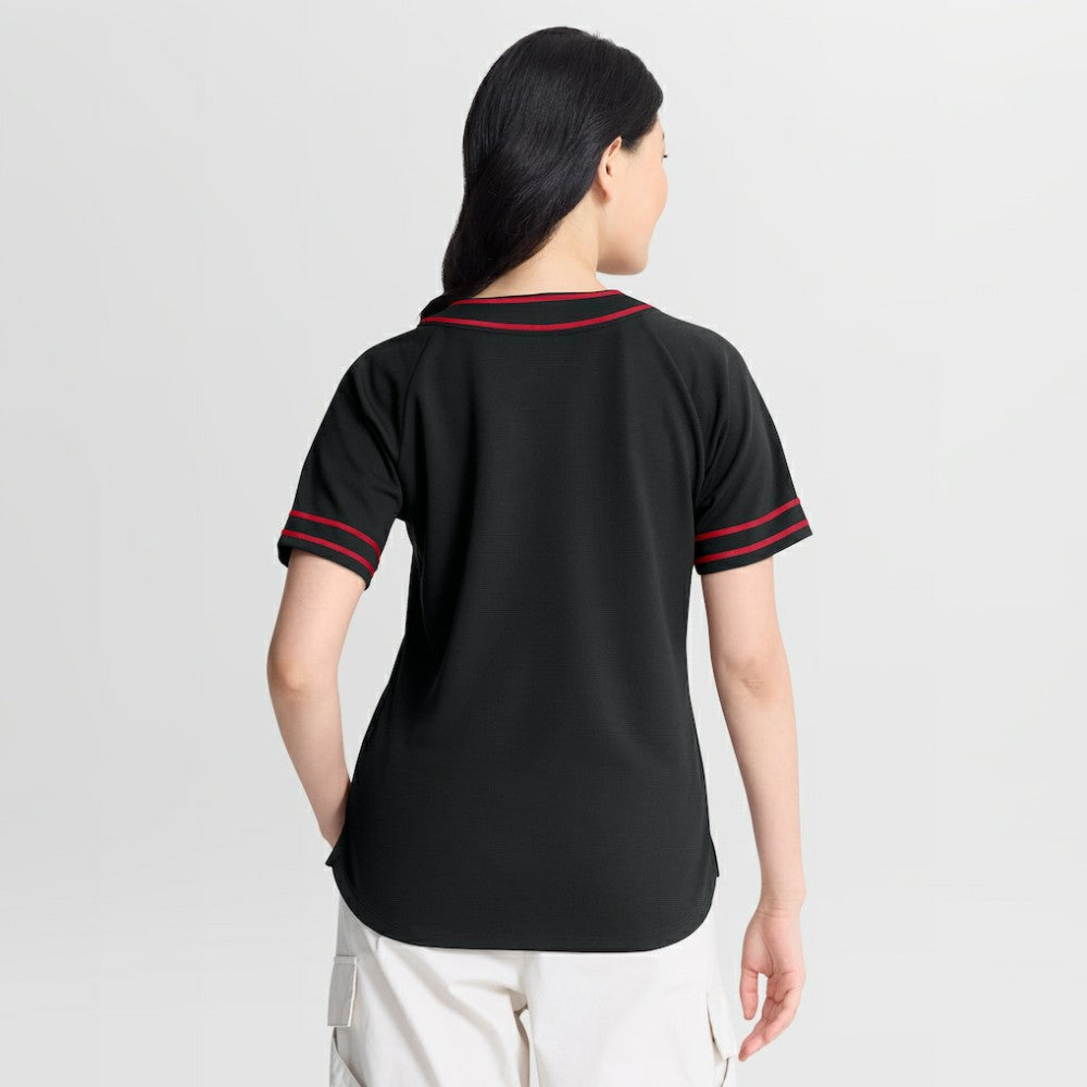 Arizona Diamondbacks Fanatics Women's Diva Race Ahead Raglan V-Neck T-Shirt - Black T-shirts