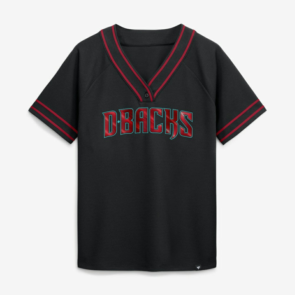 Arizona Diamondbacks Fanatics Women's Diva Race Ahead Raglan V-Neck T-Shirt - Black T-shirts