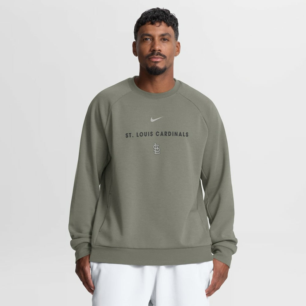 St. Louis Cardinals Nike Statement Primary Raglan Dri-FIT Sweatshirt - Olive Sweatshirts