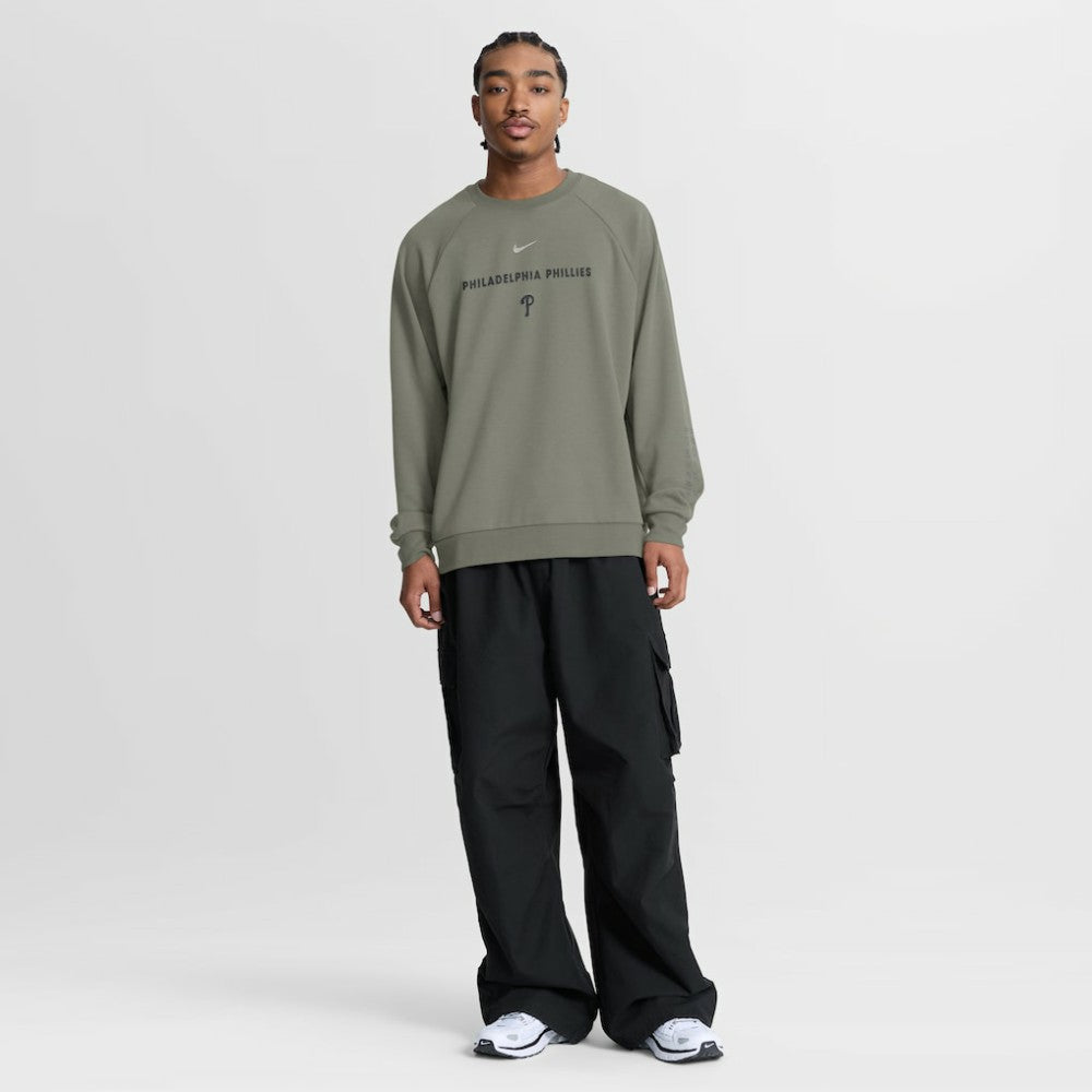 Philadelphia Phillies Nike Statement Primary Raglan Dri-FIT Sweatshirt - Olive Sweatshirts