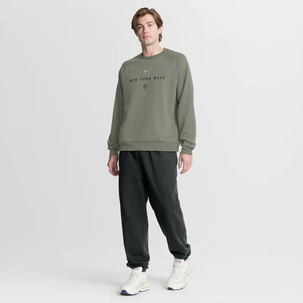 New York Mets Nike Statement Primary Raglan Dri-FIT Sweatshirt - Olive Sweatshirts