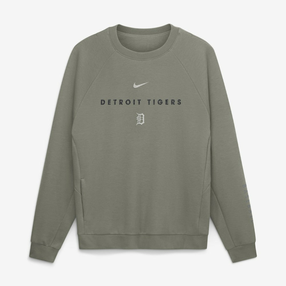 Detroit Tigers Nike Statement Primary Raglan Dri-FIT Sweatshirt - Olive Sweatshirts