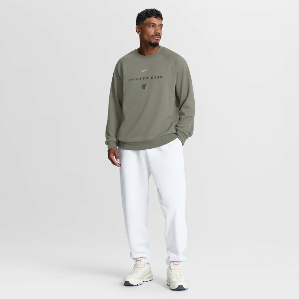 Chicago Cubs Nike Statement Primary Raglan Dri-FIT Sweatshirt - Olive Sweatshirts