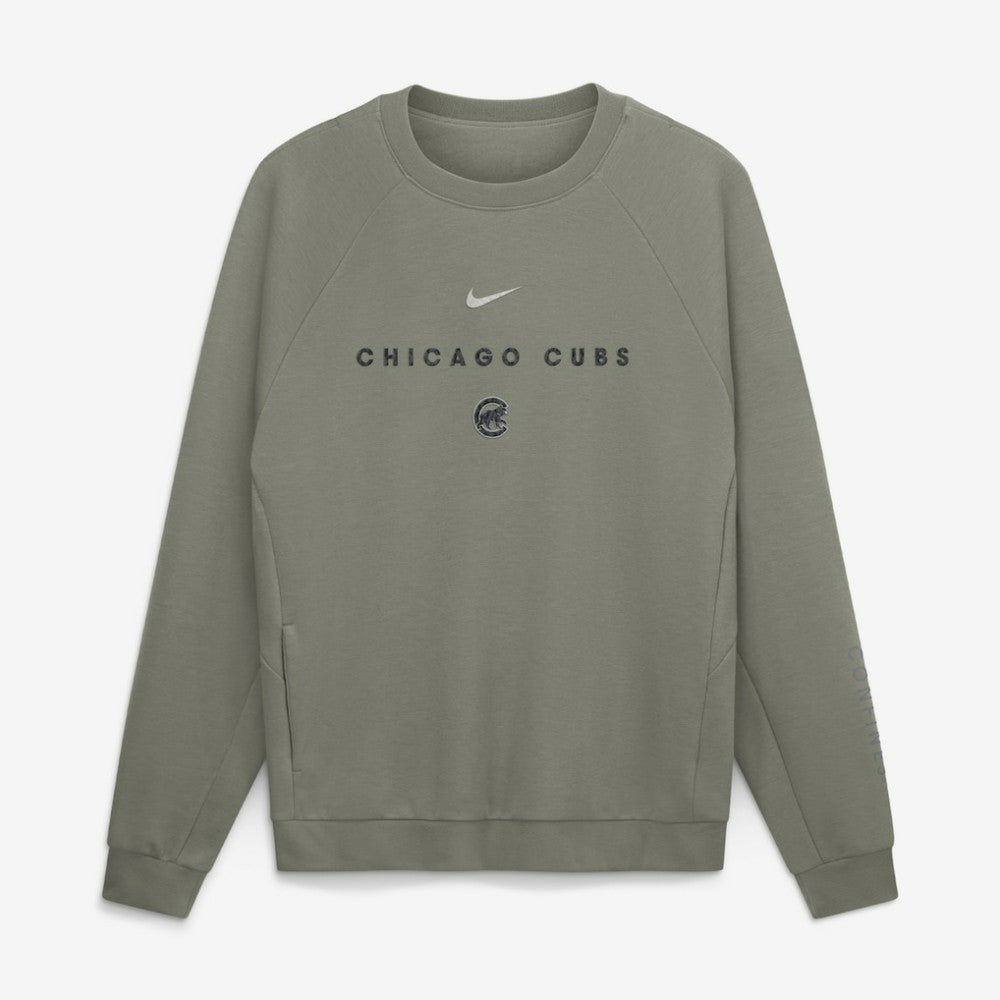 Chicago Cubs Nike Statement Primary Raglan Dri-FIT Sweatshirt - Olive Sweatshirts