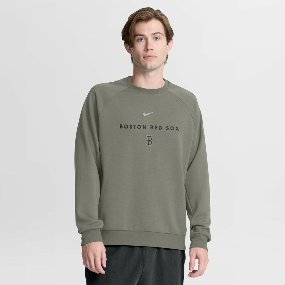 Boston Red Sox Nike Statement Primary Raglan Dri-FIT Sweatshirt - Olive Sweatshirts