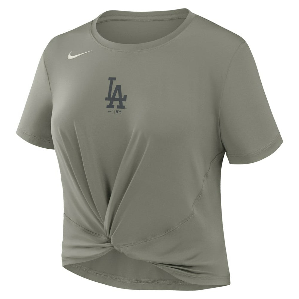Los Angeles Dodgers Nike Women's One Twist Dri-FIT Cropped T-Shirt - Olive T-shirts