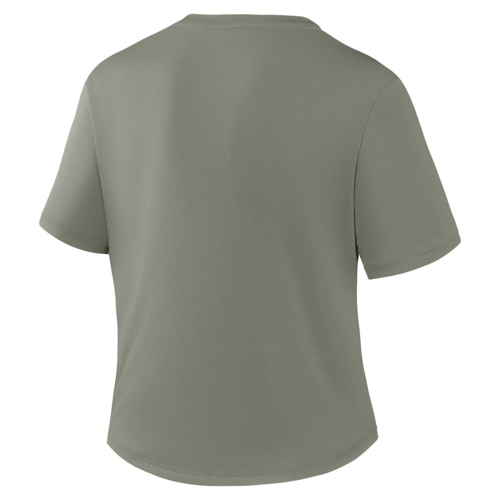 Los Angeles Dodgers Nike Women's One Twist Dri-FIT Cropped T-Shirt - Olive T-shirts
