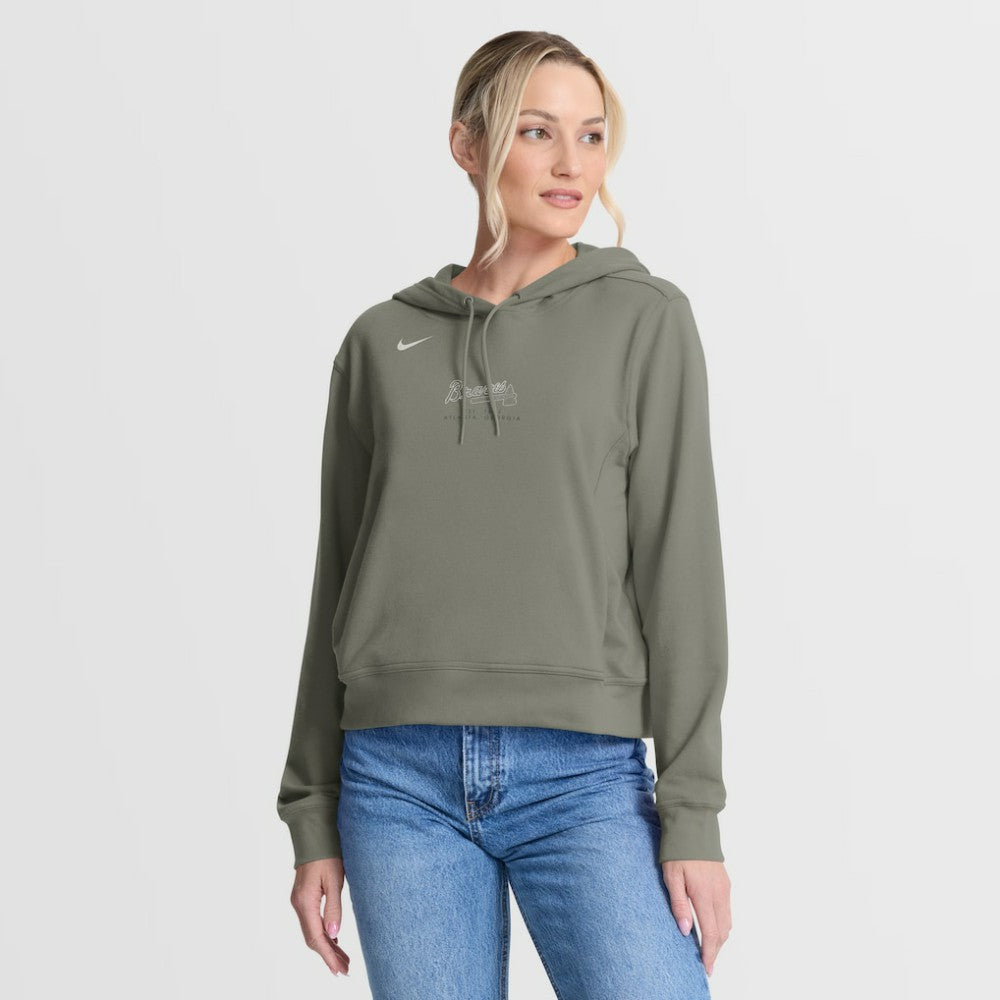 Atlanta Braves Nike Women's One Tri-Blend Dri-FIT Hoodie - Olive Hoodies