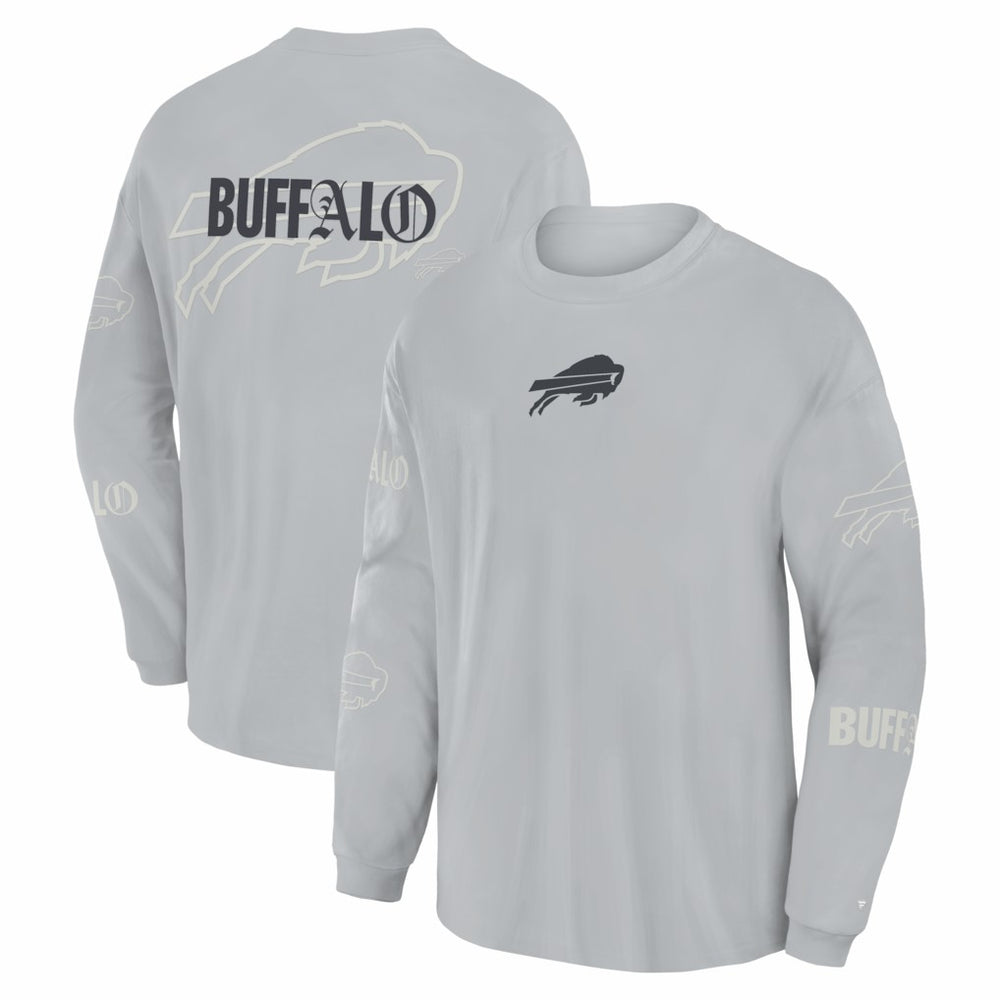 Buffalo Bills Oversized Type Play Long Sleeve T-Shirt Gray