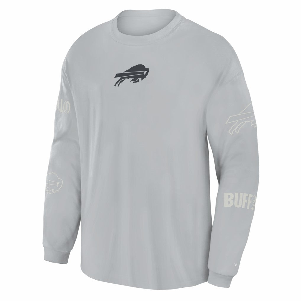 Buffalo Bills Oversized Type Play Long Sleeve T-Shirt Gray