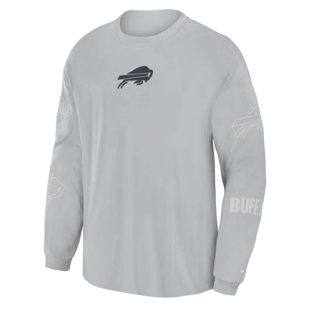 Buffalo Bills Oversized Type Play Long Sleeve T-Shirt Gray