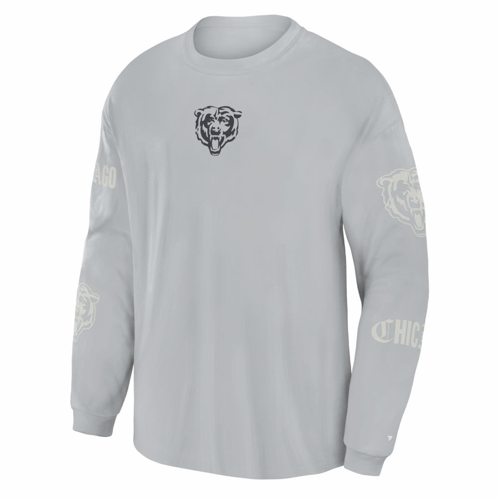 Chicago Bears Oversized Type Play Long Sleeve T-Shirt Gray