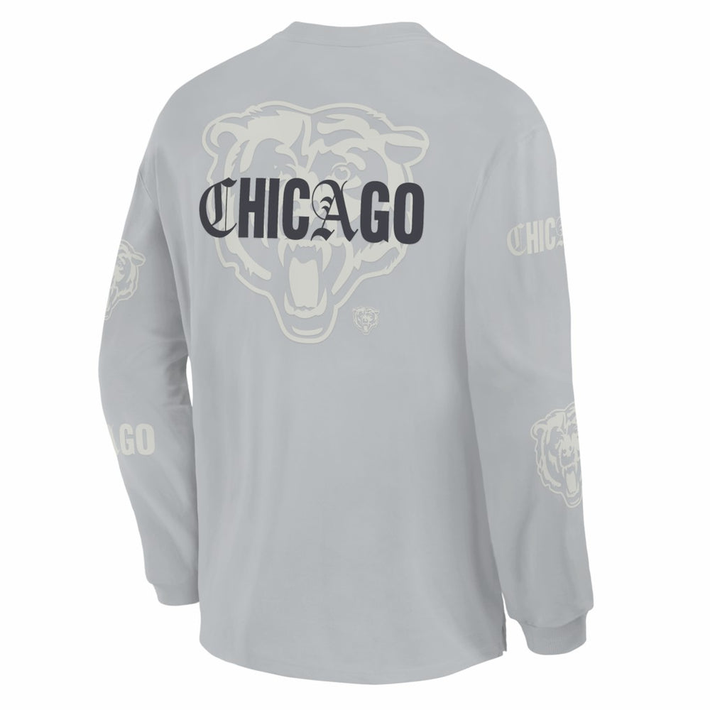 Chicago Bears Oversized Type Play Long Sleeve T-Shirt Gray