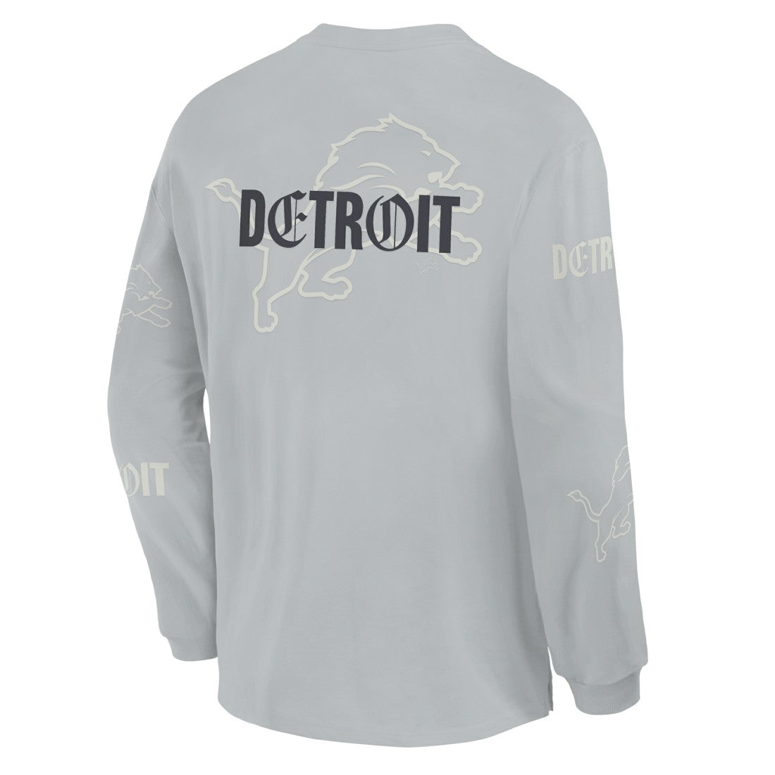 Detroit Lions Oversized Type Play Long Sleeve T-Shirt Gray