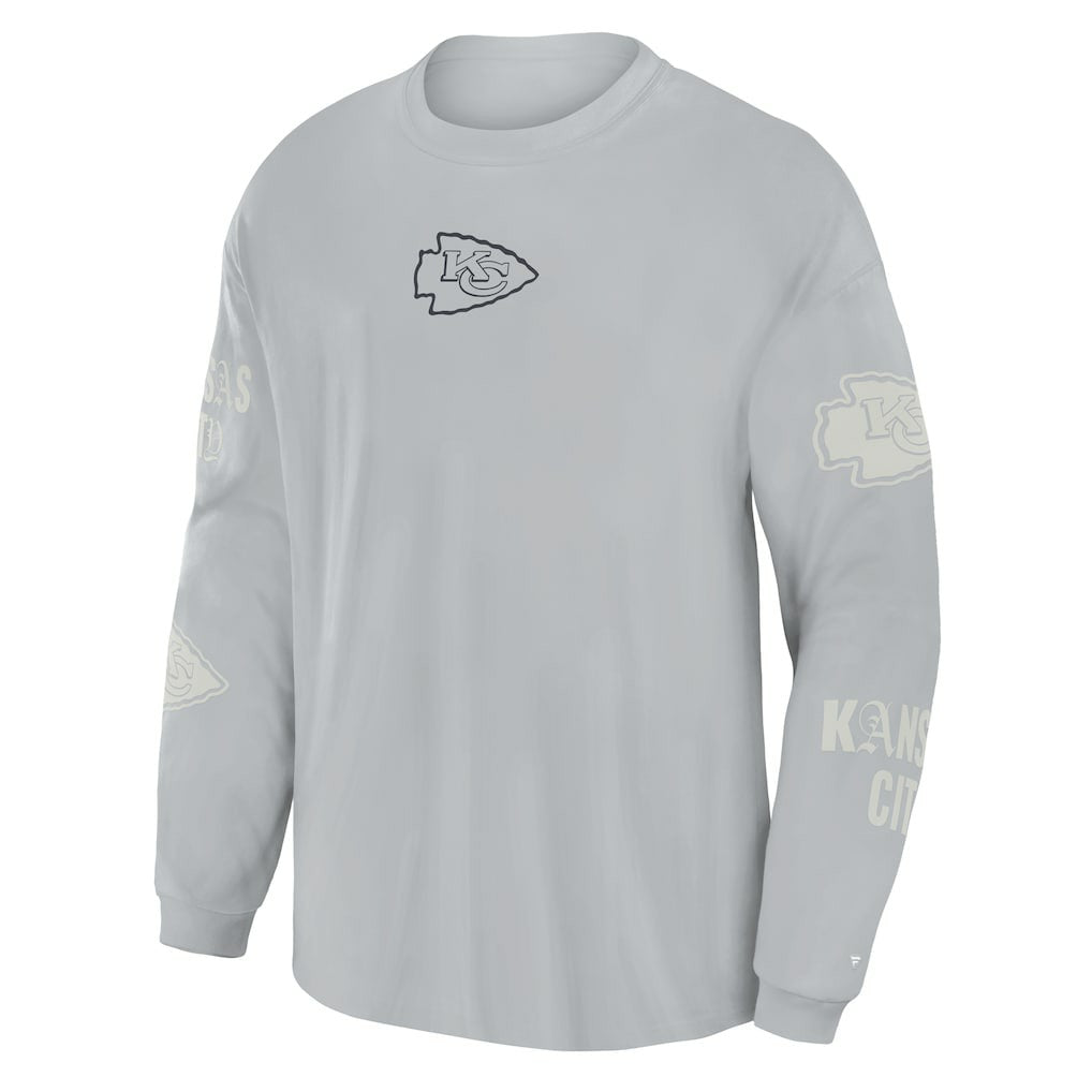 Kansas City Chiefs Oversized Type Play Long Sleeve T-Shirt Gray