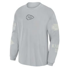 Kansas City Chiefs Oversized Type Play Long Sleeve T-Shirt Gray