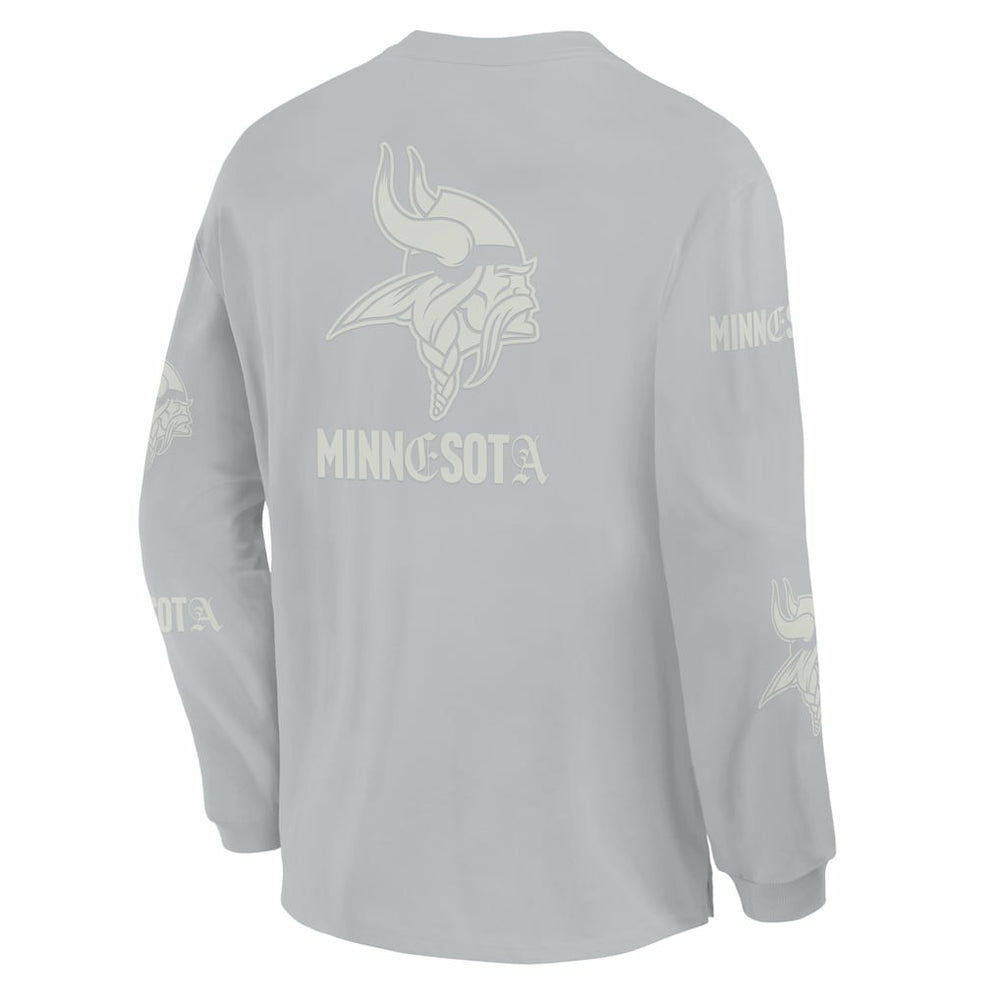 Minnesota Vikings Oversized Type Play Long Sleeve T-Shirt Gray