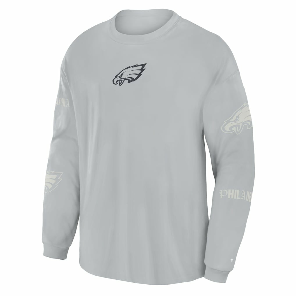 Philadelphia Eagles Oversized Type Play Long Sleeve T-Shirt Gray