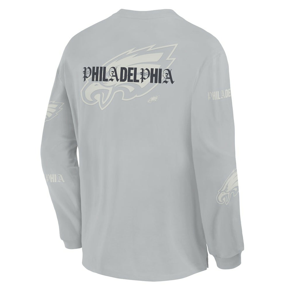 Philadelphia Eagles Oversized Type Play Long Sleeve T-Shirt Gray