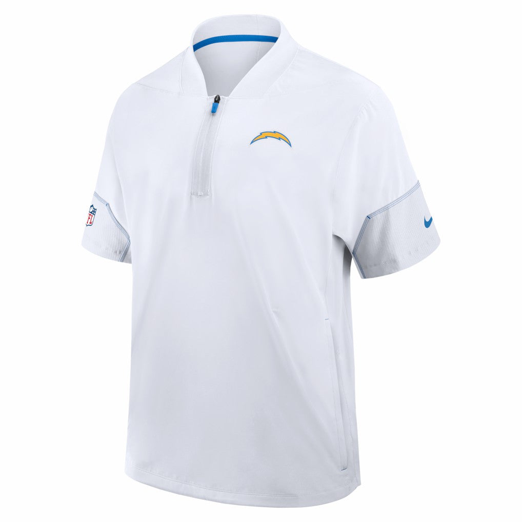Los Angeles Chargers Sideline Short Sleeve Quarter-Zip Coach Jacket White