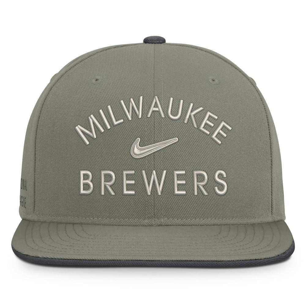 Milwaukee Brewers Nike Pro Dri-FIT Snapback Hat - Olive Hats