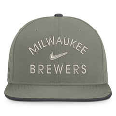 Milwaukee Brewers Nike Pro Dri-FIT Snapback Hat - Olive Hats