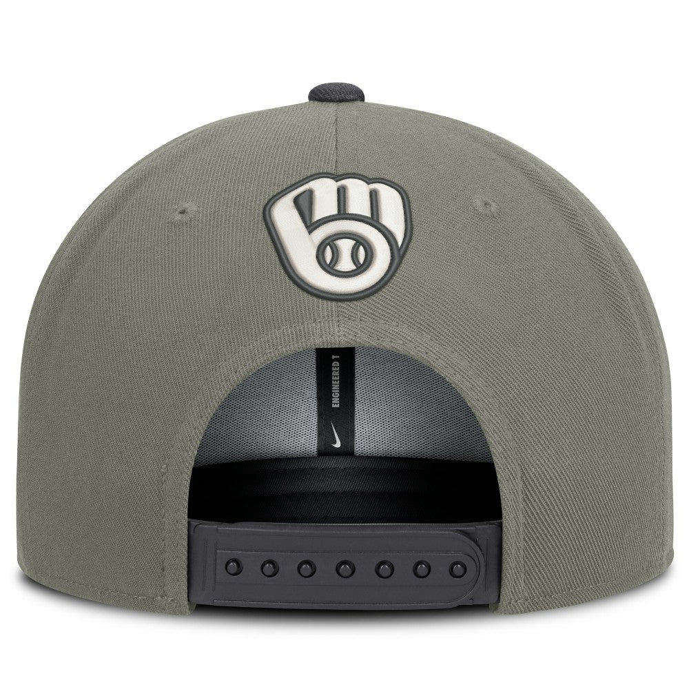 Milwaukee Brewers Nike Pro Dri-FIT Snapback Hat - Olive Hats