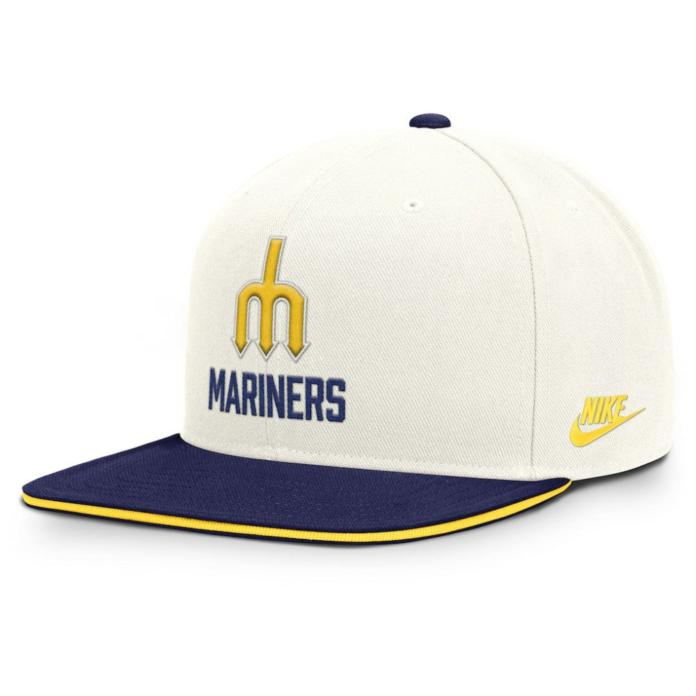 Seattle Mariners Nike Cooperstown Pro Dri-FIT Snapback Hat - Cream/Navy Hats
