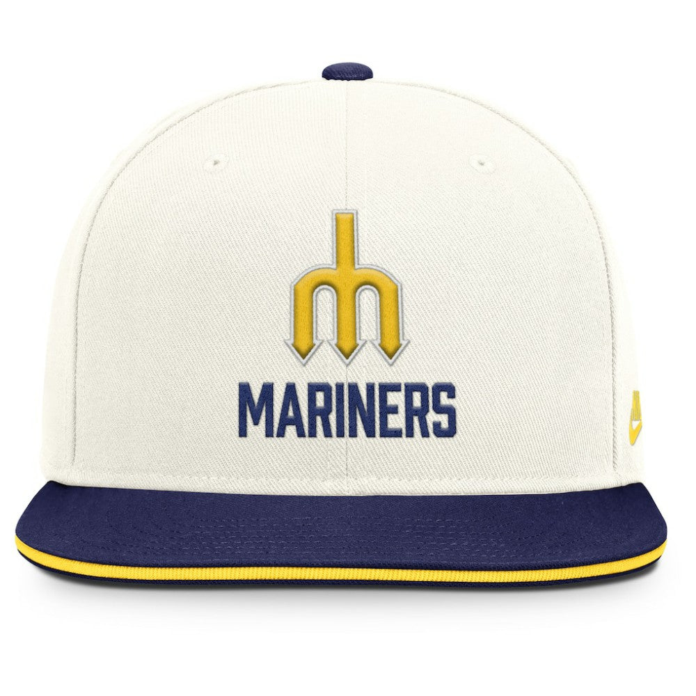 Seattle Mariners Nike Cooperstown Pro Dri-FIT Snapback Hat - Cream/Navy Hats