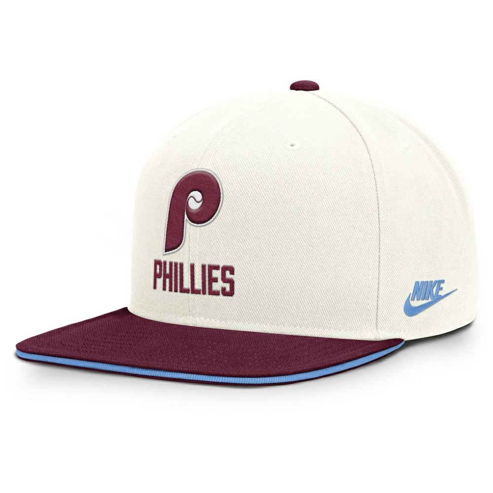 Philadelphia Phillies Nike Cooperstown Pro Dri-FIT Snapback Hat - Cream/Burgundy Hats