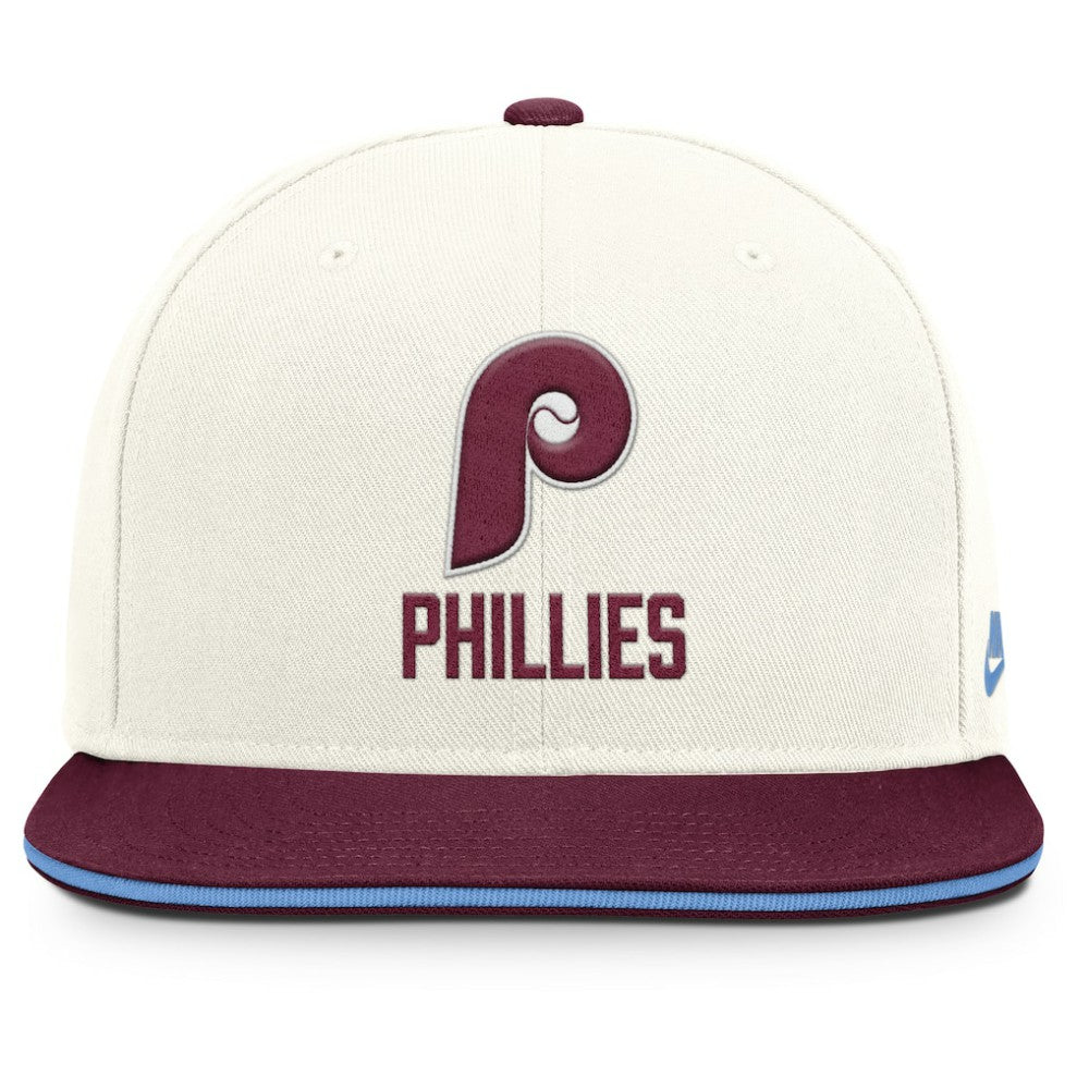 Philadelphia Phillies Nike Cooperstown Pro Dri-FIT Snapback Hat - Cream/Burgundy Hats