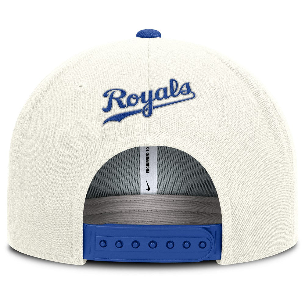 Kansas City Royals Nike Cooperstown Pro Dri-FIT Snapback Hat - Cream/Royal Hats