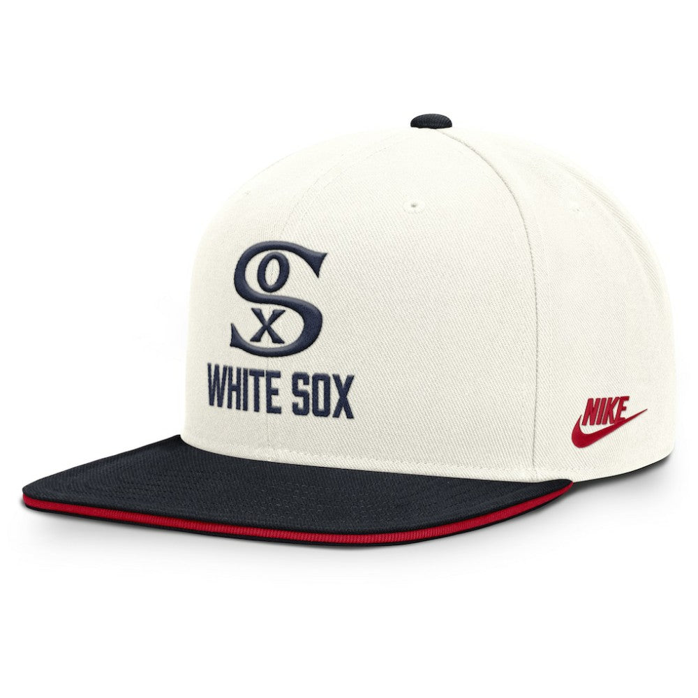 Chicago White Sox Nike Cooperstown Pro Dri-FIT Snapback Hat - Cream/Navy Hats