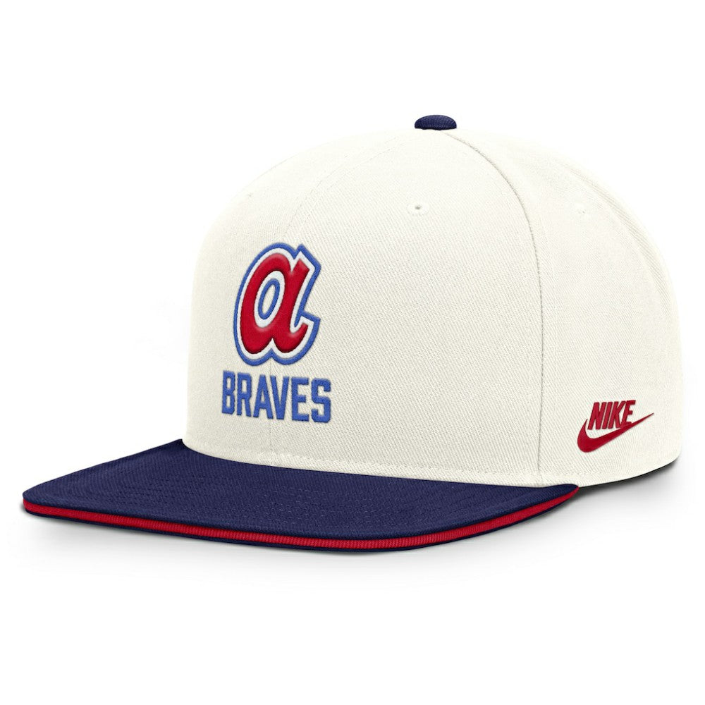 Atlanta Braves Nike Cooperstown Pro Dri-FIT Snapback Hat - Cream/Royal Hats