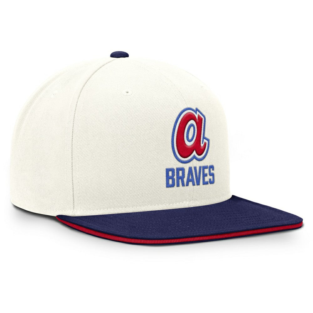Atlanta Braves Nike Cooperstown Pro Dri-FIT Snapback Hat - Cream/Royal Hats