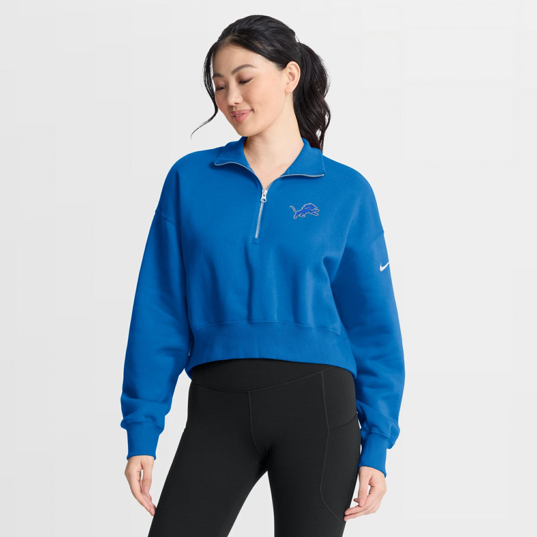 Detroit Lions Women's Phoenix Fleece Quarter-Zip Sweatshirt Blue