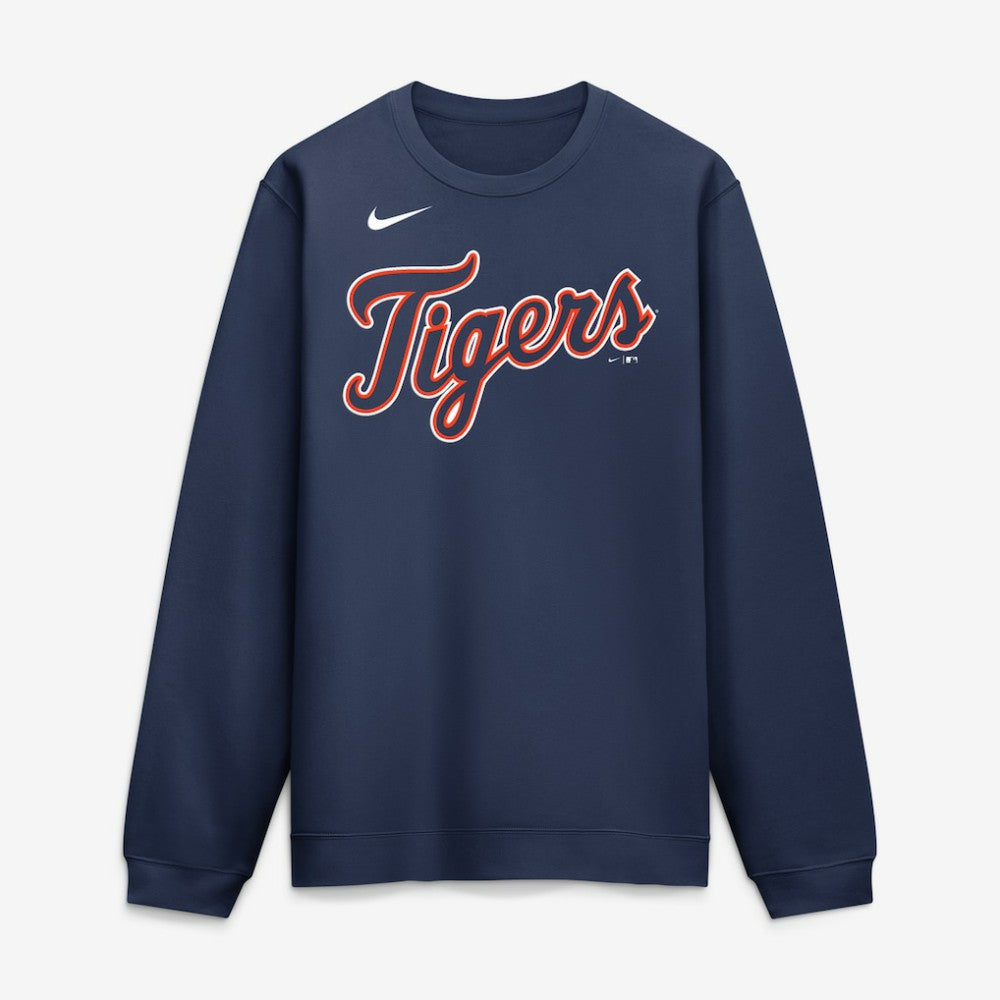 Detroit Tigers Nike Primetime Wordmark Sweatshirt - Navy Sweatshirts