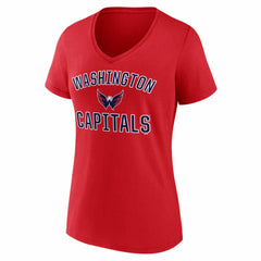 NHL Washington Capitals Logo Athletic Women's Arch Victory V-Neck T-Shirt - Red
