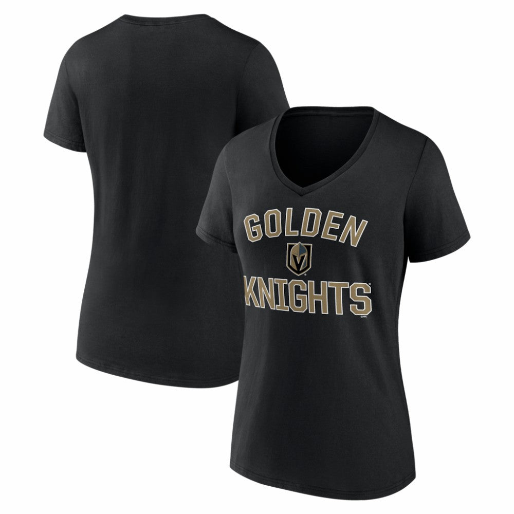 NHL Vegas Golden Knights Logo Athletic Women's Arch Victory V-Neck T-Shirt - Black