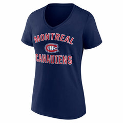 NHL Montreal Canadiens Logo Athletic Women's Arch Victory V-Neck T-Shirt - Navy